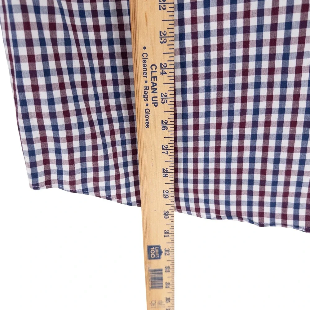 J Crew Slim Washed‎ Shirt Men's XL Red White & Blue Gingham Button Down Preppy